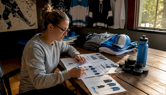 Woman managing hockey apparel fundraiser orders